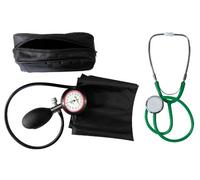 Sfigmomanometro, parte superiore del braccio, 1 tubo di Tiga-Gold 1 Plus stetoscopio testa piatta verde 1 pezzi (= 1 Set - 2 articolo) Certificato kliniq ualitaet