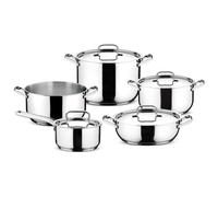 Sfiziosa Set di Pentole Acciaio Inox 18/10 9 Pezzi Fondo Lagoseal Plus Triplo