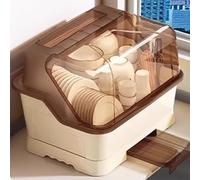 SFJATTA Mobiletto da appoggio per riporre le stoviglie, scolapiatti e portaposate con coperchio, da posizionare sopra il lavello, per piatti, ciotole e posate(Brown,39 * 28 * 29cm)