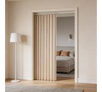 SFJATTA Tenda a soffietto magnetica, divisorio pieghevole oscurante per la privacy con magneti laterali, separé robusto effetto lino per cabine armadio, dispense e corridoi(Beige,150x190cm/59.1x74.8)