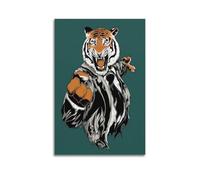 sfjjkh Poster con tigre in abito che punta in avanti, stampa artistica da parete su tela, per soggiorno, camera da letto, 50 x 75 cm, senza cornice
