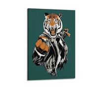 sfjjkh Poster con tigre in abito che punta in avanti, stampa artistica da parete su tela, per soggiorno, camera da letto, 40 x 60 cm, con cornice