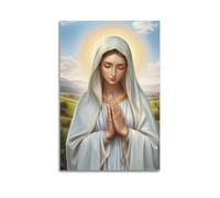sfjjkh Poster religioso con campo della Vergine Maria con mantello bianco, rosario e preghiera, poster artistico da parete su tela, per soggiorno, camera da letto, 40 x 60 cm, senza cornice