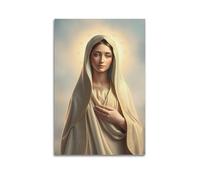 sfjjkh Poster religioso con immagine della Vergine Maria, mantello color crema, motivo dorato con mano, petto, luce, poster artistico da parete su tela, per soggiorno, camera da letto, 50 x 75 cm