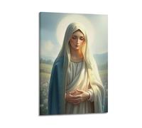 sfjjkh Poster religioso con immagine di campo della Vergine Maria blu e bianca, mantello incrociato, poster artistico da parete su tela, per soggiorno, camera da letto, 30 x 45 cm, con cornice