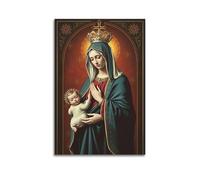 sfjjkh Poster religioso con la Madonna che tiene il mantello con la corona di un bambino, stampa artistica da parete su tela, per soggiorno, camera da letto, 50 x 75 cm, senza cornice