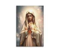 sfjjkh Poster religioso con Vergine Maria con luce veste in preghiera, poster artistico da parete su tela, per soggiorno, camera da letto, 30 x 45 cm, senza cornice, stile