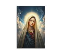 sfjjkh Poster religioso con Vergine Maria, velo bianco con aureola rossa e nuvole, stampa artistica da parete su tela, per soggiorno, camera da letto, 40 x 60 cm, senza cornice