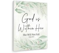 SFNGXXAG Christian Wall Art with Psalm 46:5 - God is Within Her She Will Not Fall Inspirational Scripture Print on Canvas for Home, Office, Church Decor(Framed,16x24inch(40x60cm))