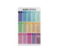 SFNGXXAG Wall-Art for Classroom Elementary Silent Letters Pronunciation Chart Teacher Supplies Phonics Fun Grammar Poster Learning Reading Aid(Framed,16x24inch(40x60cm))