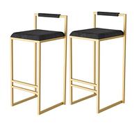SFNIOKFG Set di 2 sgabelli da Bar Moderni in Velluto con Seduta Quadrata e Struttura Nera, sedie da Bar per la Colazione, Altezza Seduta 65 cm, Colore Grigio.