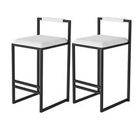 SFNIOKFG Set di 2 sgabelli da Bar Moderni in Velluto con Seduta Quadrata e Struttura Nera, sedie da Bar per la Colazione, Colore Grigio, Altezza Seduta 65 cm