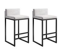 SFNIOKFG Set di 2 sgabelli da Bar Moderni in Velluto con sedute quadrate, sedie da Bar per la Colazione e la Cucina, Seduta in Velluto Grigio con Struttura Nera, Altezza Seduta 65 cm.