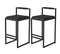 SFNIOKFG Set di 2 sgabelli da Bar Moderni in Velluto, Seduta Quadrata con Struttura Nera, Colore Grigio, sedie da Bar per la Colazione, Altezza Seduta 65 cm