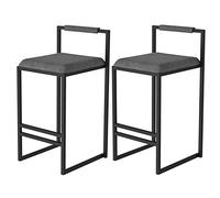 SFNIOKFG Set di 2 sgabelli da Bar Moderni Quadrati in Velluto con Struttura Nera, Altezza Seduta 65 cm, Seduta in Velluto Grigio, sedie da Bar per la Colazione e la Cucina