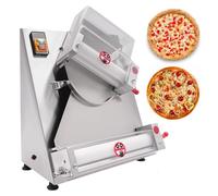 Sfogliatrice automatica for pizza da 3-15", sfogliatrice elettrica for pizza a doppio rullo da 370 W, macchina for pizza in acciaio inox con spessore regolabile for pizze, pane e pasta