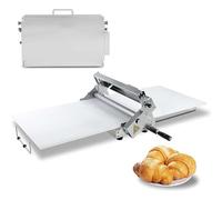 Sfogliatrice manuale pieghevole compatta, acciaio inox e pannello PE, regolabile fino a 25 mm, macchina stendi pasta per pizza, croissant, pasta fresca, dolci e pane(90x40cm)