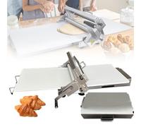 Sfogliatrice Manuale Professionale Macchina commerciale in acciaio inox per pasticceria, spessore regolabile 0-17,5 mm/0-27 mm per pizza, croissant, pasta fondente, design da tavolo