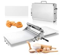 Sfogliatrice manuale, rullo pieghevole per pasticceria, pizza, croissant, acciaio inossidabile, spessore regolabile 0-25 mm, 83 x 49 cm