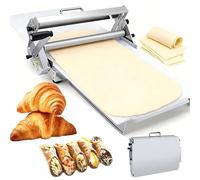 Sfogliatrice Pasticceria Manuale Pieghevole, Sfogliatrice Pasticceria Manuale In Acciaio Inox, Spessori Regolabili da 0 a 25 mm, Superficie Antiaderente in PP, per Croissant, Pizza e Pasta 400-Model