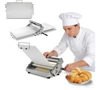 Sfogliatrice per impasto, pieghevole manualmente con vaschetta per polvere e coperchio protettivo, spessore regolabile 0-20 mm, per strati uniformi nella preparazione di pasticceria