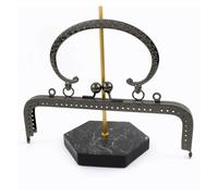 SFOIKVG Kit Borse Fai-da-Te 1/2/5 Pezzi 20cm Manici for Borse in Metallo in Rilievo Cornice for Borsa Bacio Chiusura da Donna Cucito Fai Te staffe in Tessuto Accessori per Cucire(Black 01,20cm-1Pc)