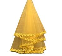 SFOIKVG Velo da Sposa Velo da Sposa Cattedrale 10 Colori Bianco Rosa Viola Nero Avorio Bordo in Pizzo per Travestirsi(Gold Yellow,200cm)
