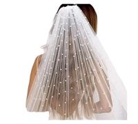 SFOIKVG Velo da Sposa Velo da Sposa in Tulle con Perle a Uno Strato, Morbido e Perline, for Matrimonio, Lunghezza, Pettine, Accessori per Travestirsi(100cm)