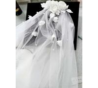 SFOIKVG Velo da Sposa Velo da Sposa Romantico con bocciolo di Rosa, Accessori for la Testa Media Lunghezza per Travestirsi