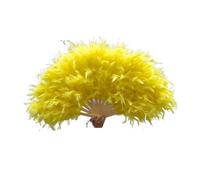 SFOIKVG Ventaglio Piume Ventaglio di Piume Tacchino Rosso for la Sposa Grande Bianche a Doppia Faccia for Matrimonio da Mano for Festa Ballo per Ballare(Yellow)