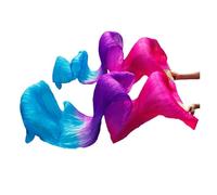 SFOIKVG Ventre Danza Ventaglio Veli di seta reale danza del ventre 1 pezzo mano sinistra + destra per Ballerini(Color12,150x90cm Real Silk)