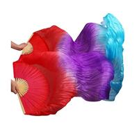 SFOIKVG Ventre Danza Ventaglio Ventaglio di danza del ventre Veli seta reali 1pc Mano sinistra + destra Pratica pratica colore tinto a mano per Ballerini(Belly Dance Fans13,2XL-250x90Real Silk)