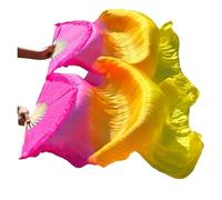 SFOIKVG Ventre Danza Ventaglio Ventaglio di danza del ventre Veli seta reali 1pc Mano sinistra + destra Pratica pratica colore tinto a mano per Ballerini(Belly Dance Fans22,3XL-280x90Real Silk)