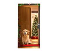 Sfondi Per Servizi Fotografici Natalizi,Stendardo con Babbo Natale Cane e Pupazzo di Neve 213 cm x 91 cm | Sfondo Fotografico - Per Foto di Famiglia Compleanno Matrimonio Anno Nuovo Vacanze Invernali