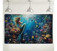 Sfondo a forma di sirena oceanica, fantasia subacquea, eleganti decorazioni per feste, sfondo fotografico colorato per interni, per matrimoni estivi, eventi, forniture 180 x 109 cm