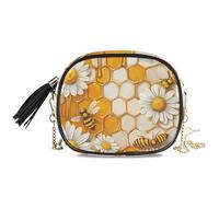 Sfondo a nido d'ape con api e margherite borsa a tracolla da uomo impermeabile con tracolla regolabile piccola borsa a tracolla Fai una passeggiata