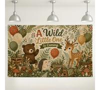 Sfondo a tema animali selvatici, decorazioni per feste a tema foresta, sfondo fotografico rustico verde e marrone per baby shower, forniture per celebrazioni nel bosco, 180 x 109 cm