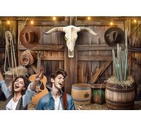 Sfondo a tema occidentale 1,5 x 0,9 m, sfondo per feste a tema cowboy selvaggio West, rustico, in legno, per fotografie, servizi fotografici, forniture decorative