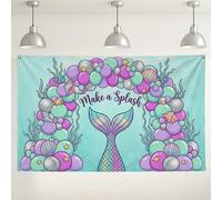 Sfondo a tema sirena, decorazioni colorate subacquee per feste, sfondo blu oceano e viola, per feste di compleanno ed eventi estivi, 180 x 109 cm