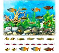 Sfondo Acquario,120 * 60cm Sfondo Acquario Kit di pesce magnetico con 19 pesci realistici,Acquario Artificiale Realistico con Pesci in Movimento,Wallpaper Decorative