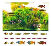 Sfondo Acquario 47 * 24in Sfondo Acquario Kit di pesce magnetico con 19 pesci realistici,Acquario Artificiale Realistico con Pesci in Movimento,Wallpaper Decorative
