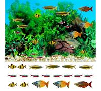 Sfondo Acquario Kit di pesce magnetico con 19 pesci realistici,Acquario Artificiale Realistico con Pesci in Movimento,47 * 24in Wallpaper Decorative