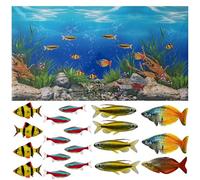 Sfondo Acquario Sfondo Acquario Kit di pesce magnetico con 19 pesci realistici,Acquario Artificiale Realistico con Pesci in Movimento,Wallpaper Decorative