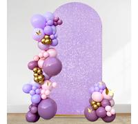 Sfondo ad arco da 1,8 m, copertura con paillettes viola sirena, top rotondo | Sfondo elastico, copertura ad arco aderente per matrimoni, compleanni, baby shower, rivelazione di genere