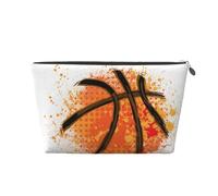 Sfondo arancione dipinto astratto di basket, Borsa da toilette Borsa per trucco Borsa per cosmetici Borsa da toilette da viaggio portatile