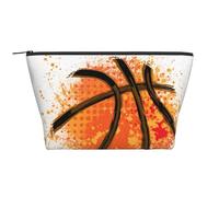 Sfondo arancione dipinto astratto di basket, Borsa da toilette Borsa per trucco Borsa per cosmetici Borsa da toilette da viaggio portatile