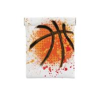 Sfondo arancione dipinto astratto di basket, Spremere il portafoglio superiore da donna Borsa portaoggetti Piccola portamonete Portamonete