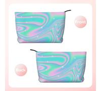 Sfondo astratto olografico in neon pastello, Borsa per cosmetici in velluto a coste Borsa per il trucco Borsa da viaggio portatile