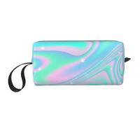 Sfondo astratto olografico in neon pastello, Borsa per il trucco Borsa per cosmetici Borsa da toilette da viaggio portatile Borsa per trucco Organizer