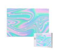 Sfondo astratto olografico in neon pastello,Puzzle in legno da 1000 pezzi per famiglie, puzzle per adulti e adolescenti